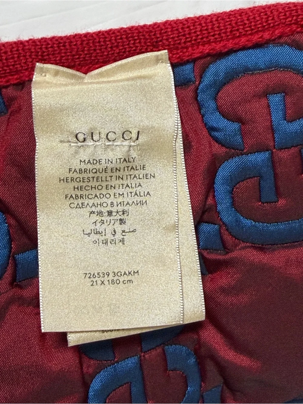 Gucci monogram blue/red scarf